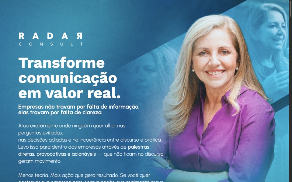 Print do site atual: topo com a marca Radar Consult